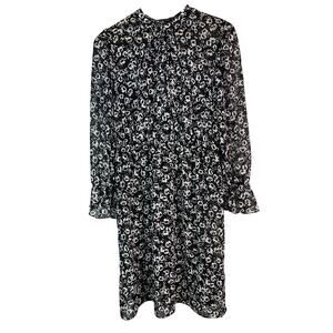 J. Crew Mercantile Women's S Black White Sheer Ditsy Floral Chiffon Midi Dress *